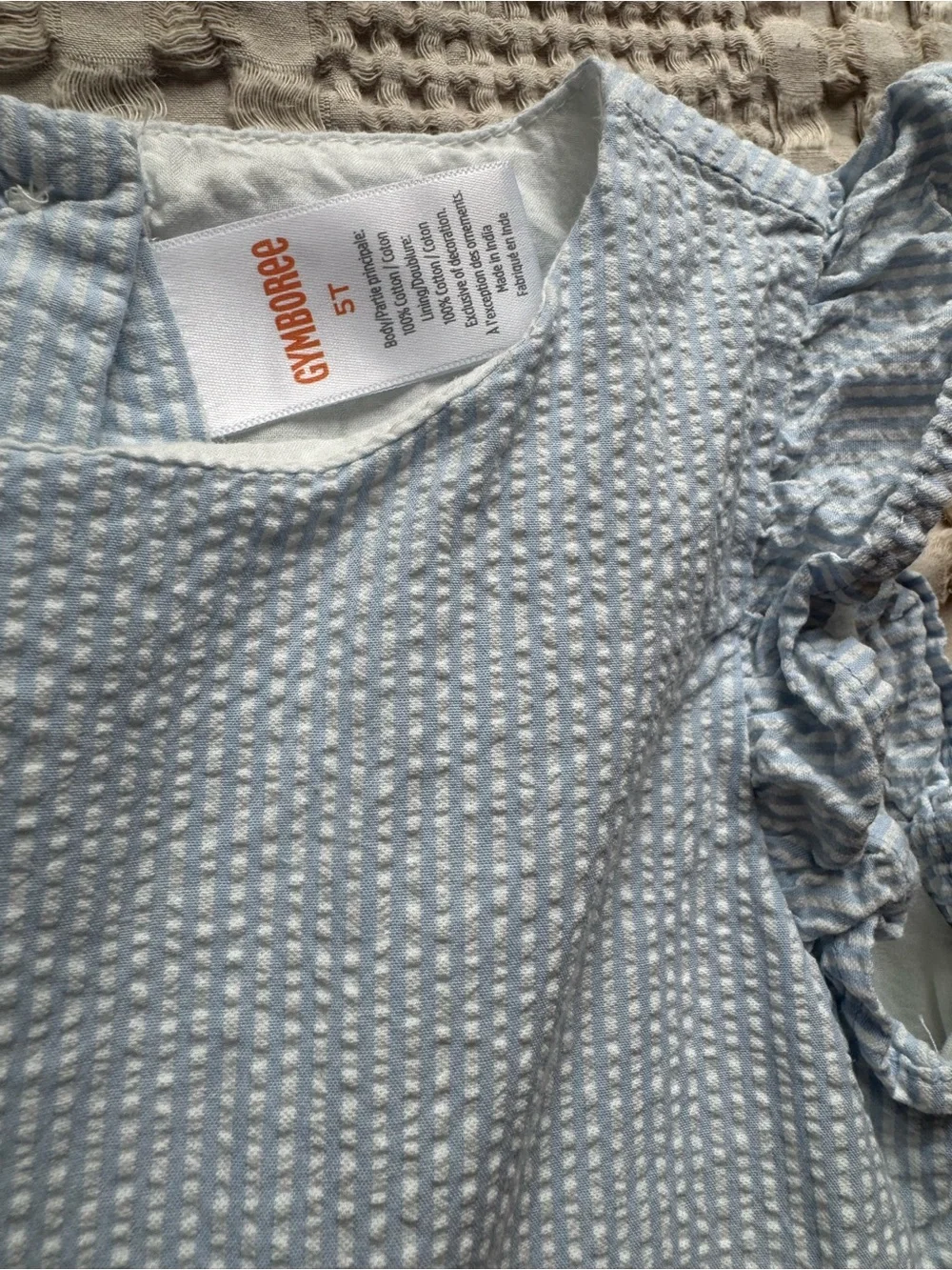 Gymboree Blue Seersucker Daisy Dress with Ruffle Trim